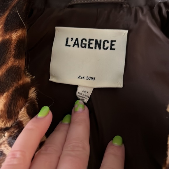 Brand NEW- L’Agence Leopard-Print Goat Hair Biker Jacket - Picture 5 of 8